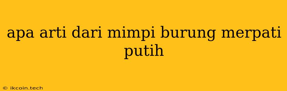 Apa Arti Dari Mimpi Burung Merpati Putih