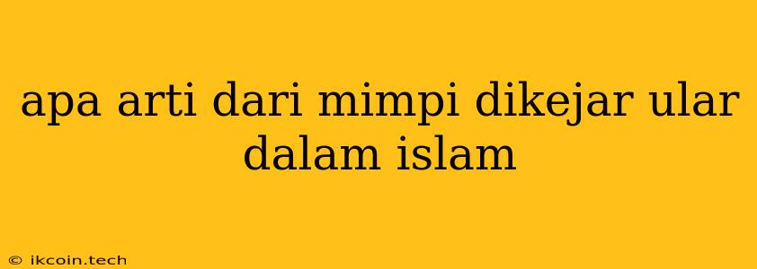 Apa Arti Dari Mimpi Dikejar Ular Dalam Islam