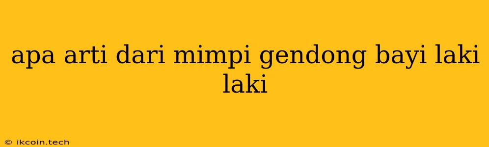 Apa Arti Dari Mimpi Gendong Bayi Laki Laki