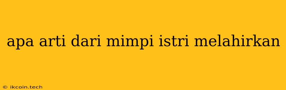 Apa Arti Dari Mimpi Istri Melahirkan