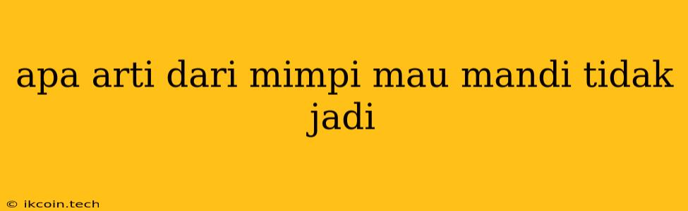 Apa Arti Dari Mimpi Mau Mandi Tidak Jadi