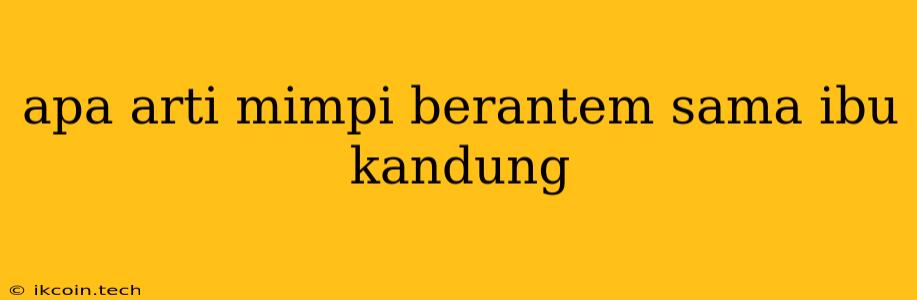 Apa Arti Mimpi Berantem Sama Ibu Kandung