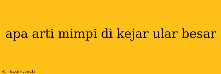 Apa Arti Mimpi Di Kejar Ular Besar