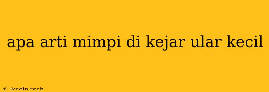 Apa Arti Mimpi Di Kejar Ular Kecil