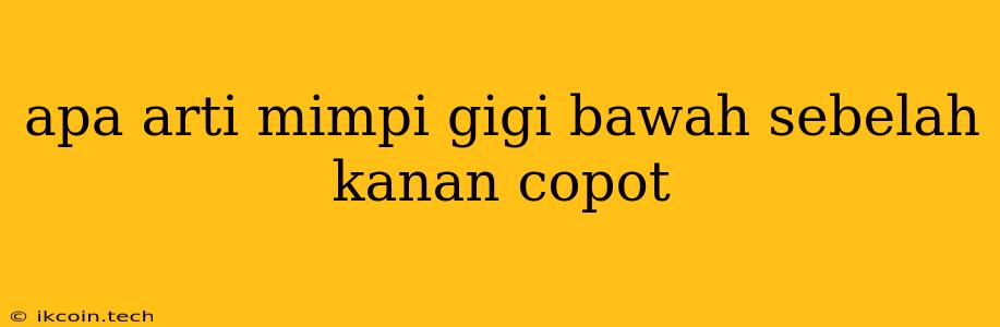 Apa Arti Mimpi Gigi Bawah Sebelah Kanan Copot