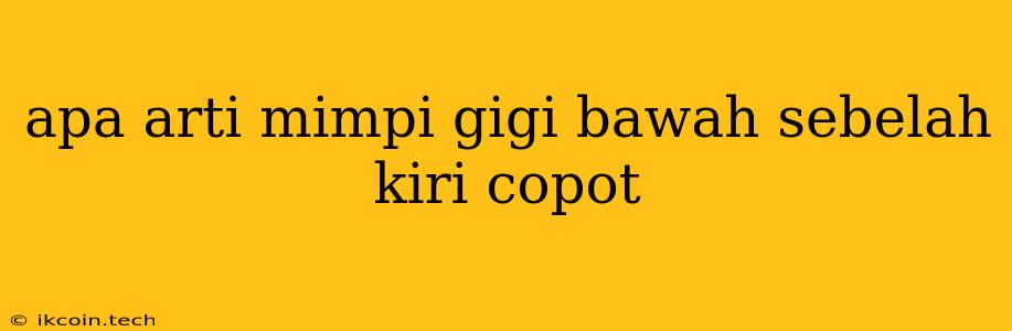 Apa Arti Mimpi Gigi Bawah Sebelah Kiri Copot