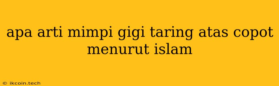 Apa Arti Mimpi Gigi Taring Atas Copot Menurut Islam