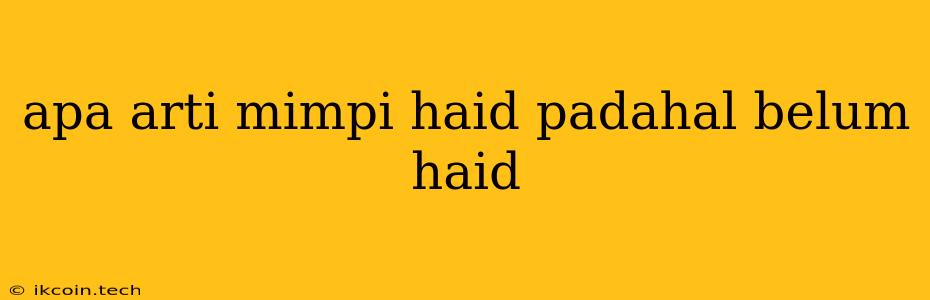 Apa Arti Mimpi Haid Padahal Belum Haid