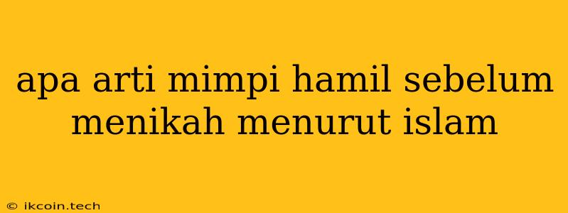 Apa Arti Mimpi Hamil Sebelum Menikah Menurut Islam