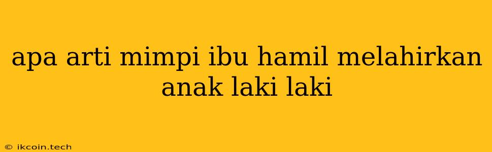 Apa Arti Mimpi Ibu Hamil Melahirkan Anak Laki Laki