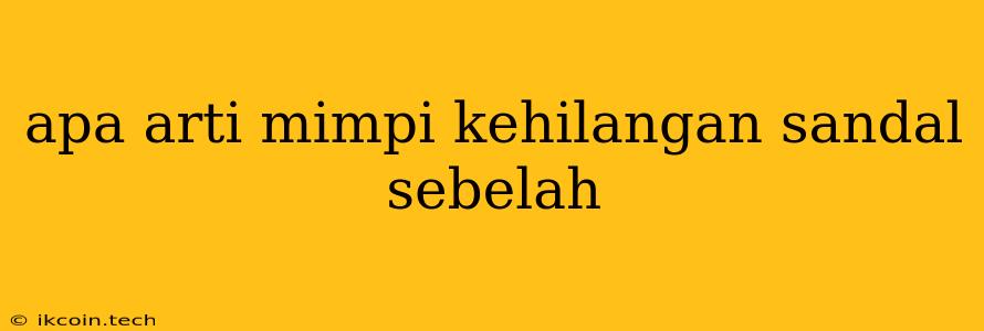 Apa Arti Mimpi Kehilangan Sandal Sebelah