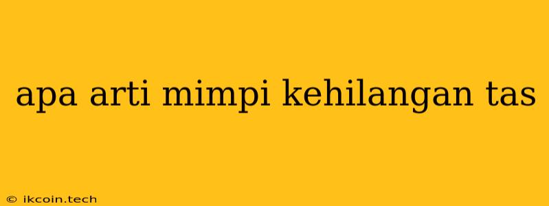 Apa Arti Mimpi Kehilangan Tas