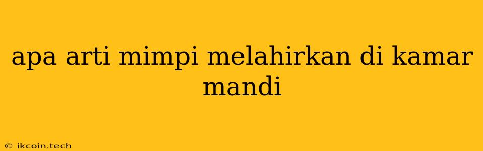 Apa Arti Mimpi Melahirkan Di Kamar Mandi