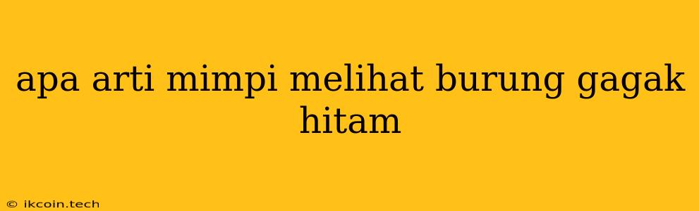 Apa Arti Mimpi Melihat Burung Gagak Hitam