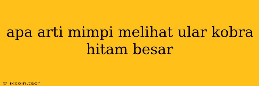 Apa Arti Mimpi Melihat Ular Kobra Hitam Besar