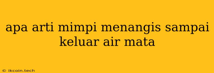 Apa Arti Mimpi Menangis Sampai Keluar Air Mata