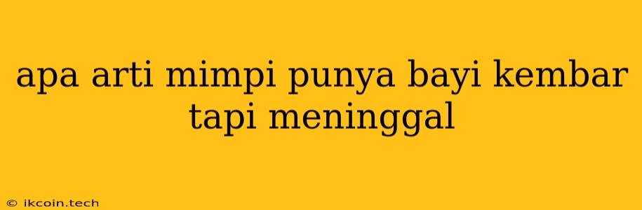 Apa Arti Mimpi Punya Bayi Kembar Tapi Meninggal