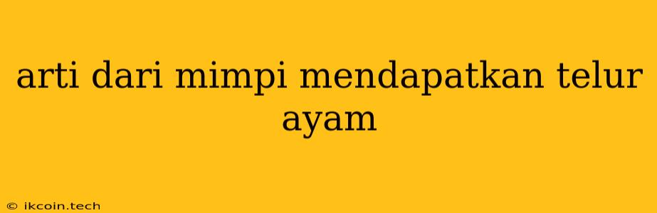 Arti Dari Mimpi Mendapatkan Telur Ayam