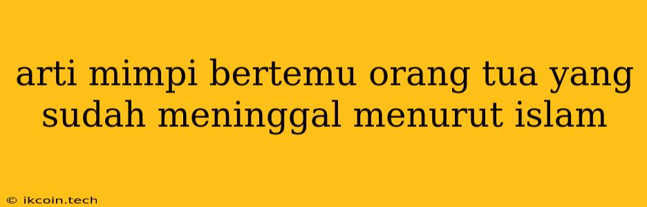 Arti Mimpi Bertemu Orang Tua Yang Sudah Meninggal Menurut Islam