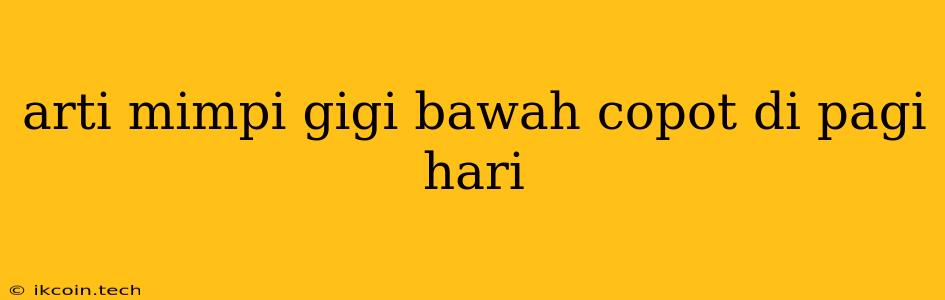 Arti Mimpi Gigi Bawah Copot Di Pagi Hari