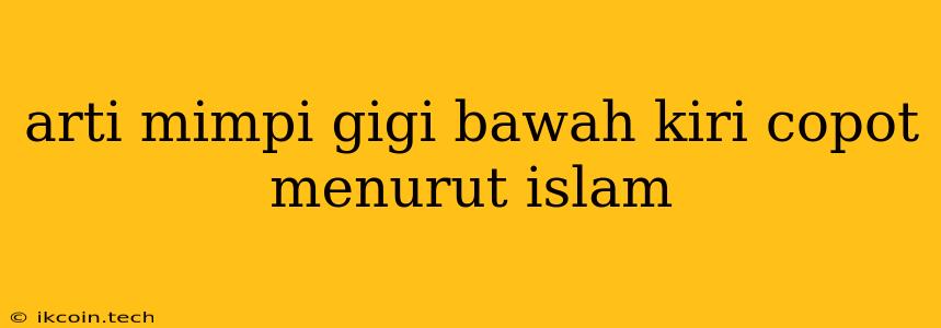 Arti Mimpi Gigi Bawah Kiri Copot Menurut Islam