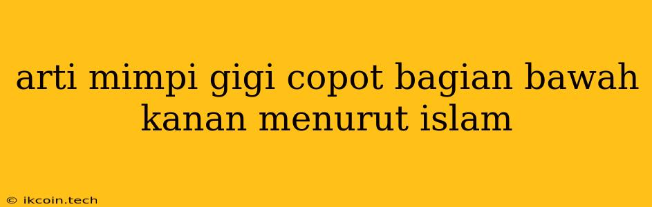 Arti Mimpi Gigi Copot Bagian Bawah Kanan Menurut Islam