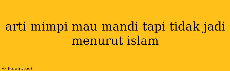 Arti Mimpi Mau Mandi Tapi Tidak Jadi Menurut Islam