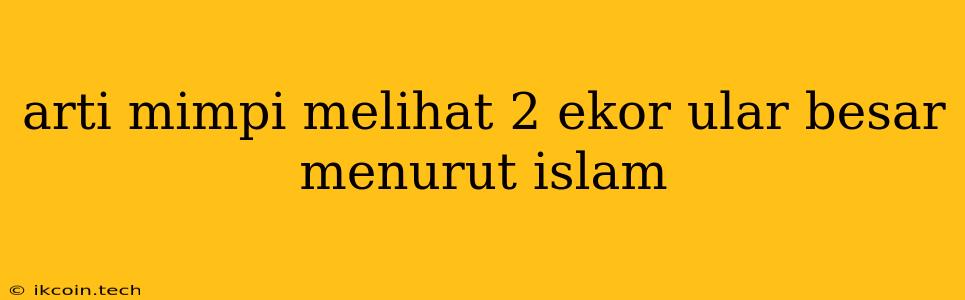 Arti Mimpi Melihat 2 Ekor Ular Besar Menurut Islam