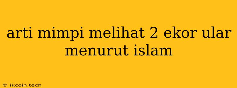 Arti Mimpi Melihat 2 Ekor Ular Menurut Islam