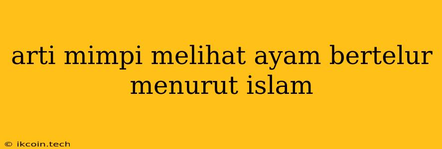 Arti Mimpi Melihat Ayam Bertelur Menurut Islam