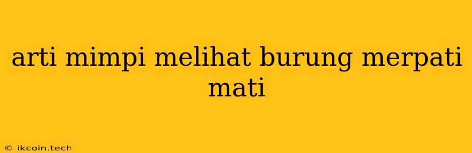 Arti Mimpi Melihat Burung Merpati Mati