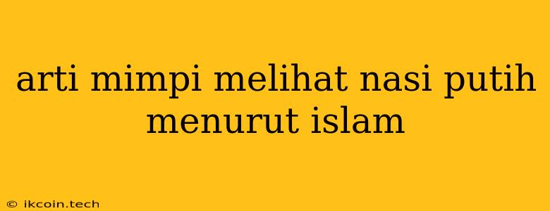 Arti Mimpi Melihat Nasi Putih Menurut Islam