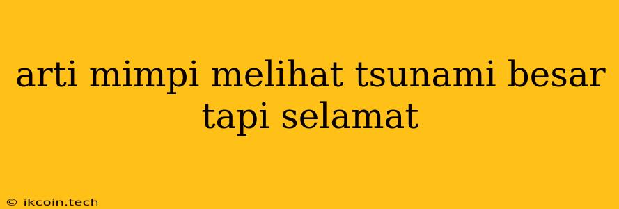 Arti Mimpi Melihat Tsunami Besar Tapi Selamat