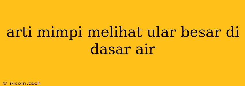 Arti Mimpi Melihat Ular Besar Di Dasar Air