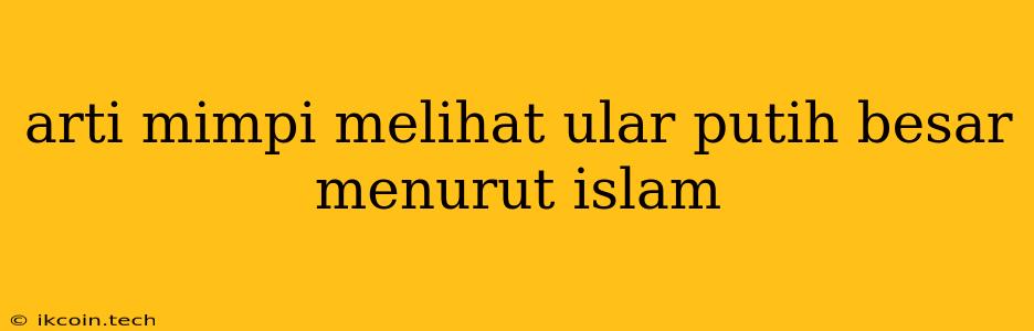 Arti Mimpi Melihat Ular Putih Besar Menurut Islam