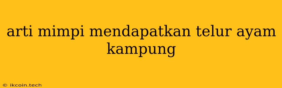 Arti Mimpi Mendapatkan Telur Ayam Kampung