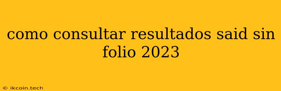 Como Consultar Resultados Said Sin Folio 2023