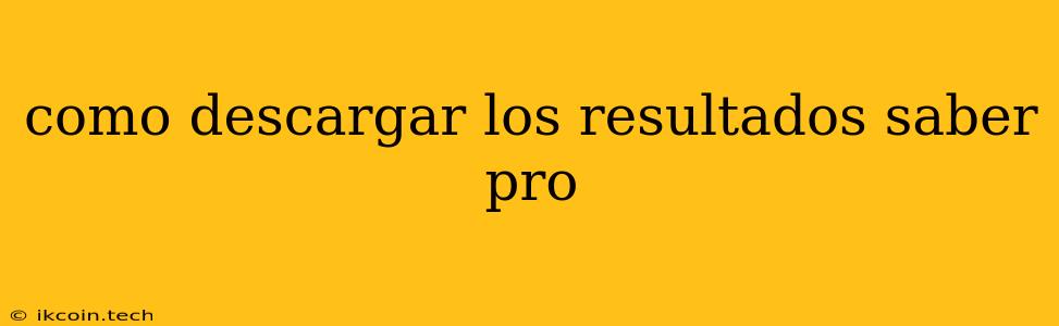 Como Descargar Los Resultados Saber Pro